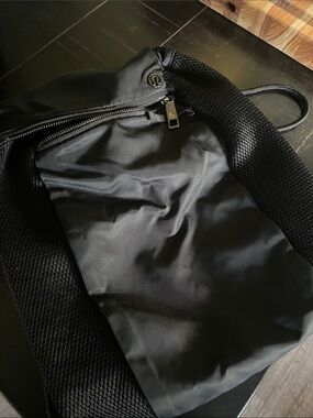 lululemon athletica Black Nylon Sling Pack with Mesh Strap